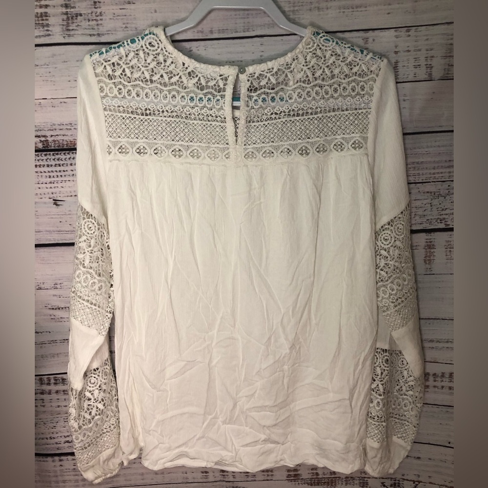 Lascana White Lace Flutter Sleeve Blouse NWT - Picture 16 of 16